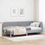 vidaXL Cadre de lit d'angle Gris clair 90 x 190 cm tissu