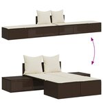 vidaXL Chaise longue double avec coussins marron résine tressée