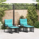vidaXL Ensemble de meubles d'extérieur 11 Pièces Noir et turquoise