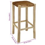 vidaXL Tabouret de bar cuir de chèvre et bois de teck solide