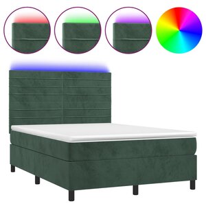 vidaXL Sommier à lattes de lit avec matelas LED Vert foncé 140x200 cm