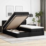 vidaXL Lit ottoman avec matelas & LED Noir 160x200cm similicuir