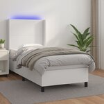 vidaXL Sommier à lattes de lit matelas LED Blanc 80x200cm Similicuir