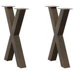 vidaXL Pieds de table à manger en forme de X  2 pièces  acier naturel  60 x (72-73) cm