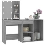 vidaXL Coiffeuse à LED avec armoire Sonoma gris Bois d'ingénierie