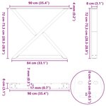 vidaXL Pieds de table à manger 2 pièces Anthracite 90 x (72-73 3) cm Acier