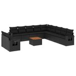 vidaXL Salon de jardin 12 Pièces avec coussins noir résine tressée