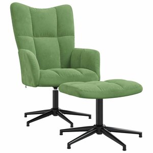 vidaXL Chaise de relaxation avec tabouret Vert clair Velours