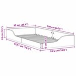 vidaXL Cadre de lit Marron 90 x 190 cm Pin massif