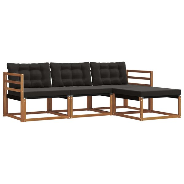 vidaXL Ensemble de canapés d'extérieur 4 pc Naturel et noir