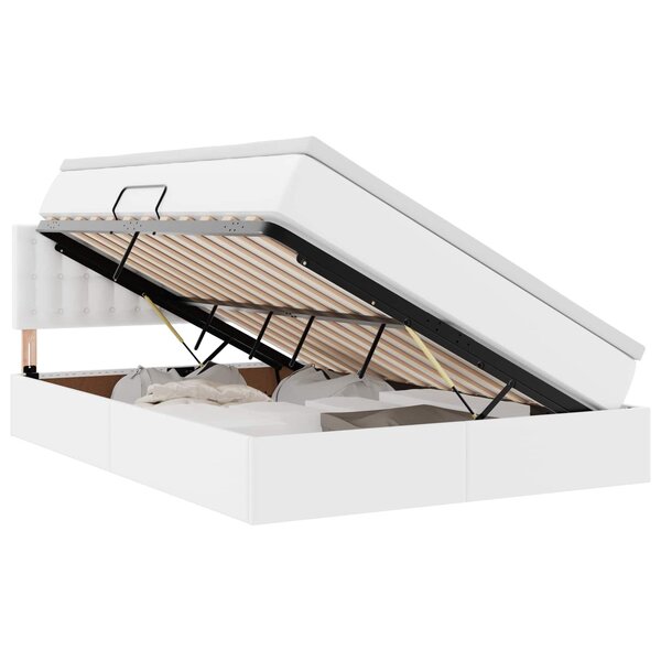vidaXL Lit avec rangement et LED avec stockage Blanc pur 140 x 200 cm