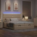 VidaXL Cadre de lit ottoman avec matelas crème 180x200 cm tissu