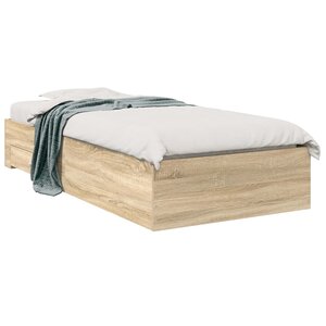 vidaXL Cadre de lit avec tiroir Marron 90 x 190 cm Bois d'ingénierie