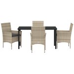 vidaXL Ensemble de Salle à Manger de Jardin 5 Pièces avec Coussins Gris Clair Poly Rattan
