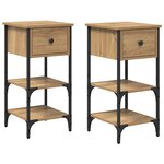 vidaXL Cabinet de chevet avec tiroir 2 Pièces Marron 33 5 x 36 x 70 cm