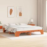 vidaXL Cadre de lit Brun cire 200 x 200 cm Pin massif