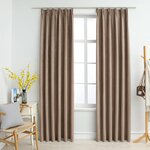 vidaXL Rideaux occultants avec crochets 2 Pièces Taupe 140x175 cm