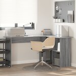 vidaXL Bureau info gris Gris Sonoma MDF Moyen Rangement Bureau
