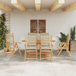 Set de jardin 7 pièces vidaXL beige en bois d'acacia et en poly rotin