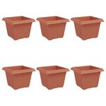 vidaXL Pot de Fleurs Carré 6 Pièces Rouge brique 23 x 23 x 17 5 cm