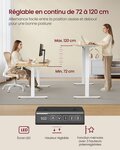 Bureau électrique réglable en hauteur cadre de bureau assis-debout support de table sans plateau de table avec 2 crochets fonction mémoire 3 hauteurs acier blanc 12_0004608