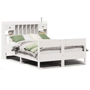 vidaXL Lit bibliothèque sans matelas blanc 135x190 cm bois pin massif