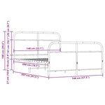 vidaXL Cadre de lit en métal sans matelas chêne fumé 140x200 cm