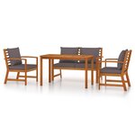 vidaXL Ensemble à manger de jardin 4 Pièces coussins Bois acacia