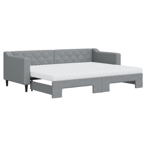 vidaXL Lit de jour avec gigogne et matelas gris clair 80x200 cm tissu