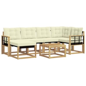 vidaXL Ensemble de canapés d'extérieur 7 pc Blanc et crème