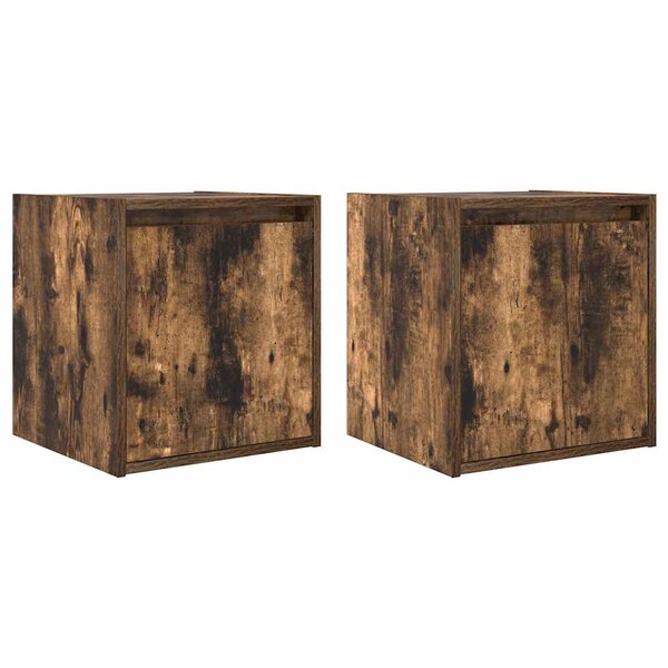 vidaXL Tables de chevet murales 2 Pièces chêne fumé 38x34x40 cm