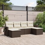 vidaXL Salon de jardin avec coussins 6 Pièces marron résine tressée