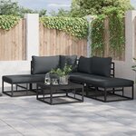 vidaXL Ensemble de canapé de jardin avec coussin 5 Pièces Noir Aluminium