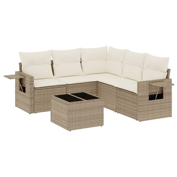 vidaXL Salon de jardin avec coussins 6 Pièces beige résine tressée