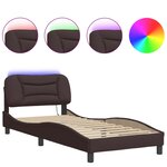 vidaXL Cadre de lit avec LED sans matelas Hvar marron foncé 90x200 cm tissu