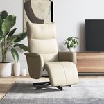 vidaXL Fauteuil inclinable avec repose-pieds crème similicuir