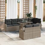 vidaXL Ensemble de canapé de jardin 9 Pièces Gris Poly rotin