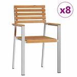 vidaXL Chaise de jardin 8 pc Bois de teck massif et acier inoxydable