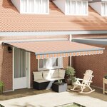 vidaXL Auvent rétractable automatique à rayures multicolores 400x300 cm