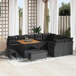 vidaXL Ensemble de canapé de jardin 12 Pièces Noir Poly rotin