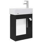 vidaXL Meuble de salle de bain avec robinet Noir 45 5 x 22 5 x 84 cm