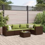 vidaXL Salon de jardin 6 Pièces avec coussins Marron Résine tressée