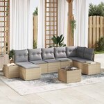 vidaXL Ensemble de canapé de jardin 8 Pièces Beige Poly rotin
