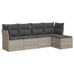 vidaXL Salon de jardin 5 Pièces avec coussins gris clair résine tressée