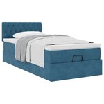 vidaXL Cadre de lit ottoman avec matelas bleu foncé 100x200 cm velours