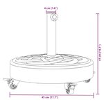 vidaXL Base de parasol avec roues pour mâts Ø38 / 48 mm 27 kg rond
