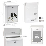 Boîte aux Lettres en Acier sérigraphié  Premium E5601-BIR  « Birds »  Blanc