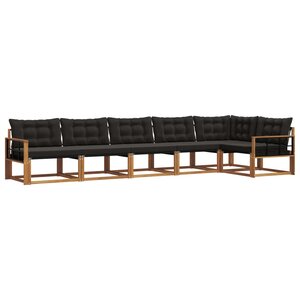 vidaXL Ensemble de canapés d'extérieur 6 pc Naturel et Noir