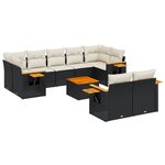 vidaXL Salon de jardin 10 Pièces avec coussins noir résine tressée