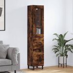 vidaXL Buffet haut Chêne fumé 34 5x34x180 cm Bois d'ingénierie